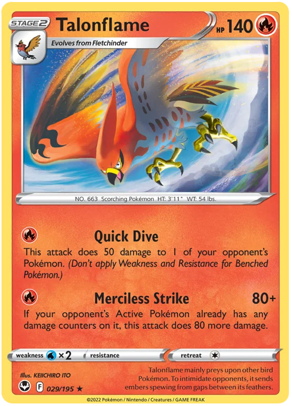 Talonflame common kaart #029 uit de Pokemon Silver Tempest set