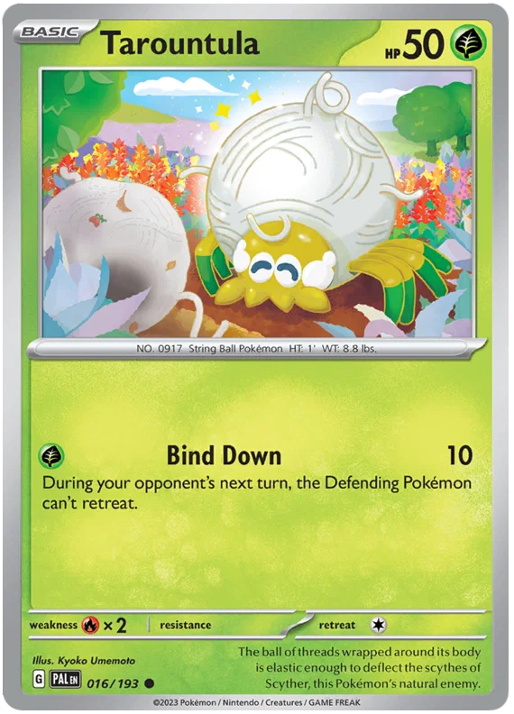 Tarountula common kaart nummer 016 uit de Pokémon Paldea Evolved set