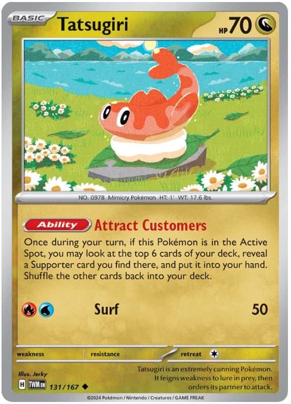 Tatsugiri #131 common Pokémon kaart uit de Twilight Masquerade set