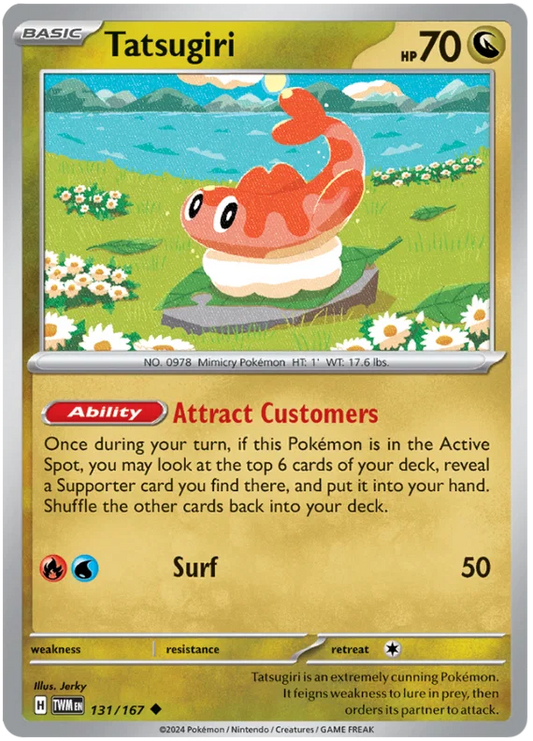 Tatsugiri #131 common Pokémon kaart uit de Twilight Masquerade set