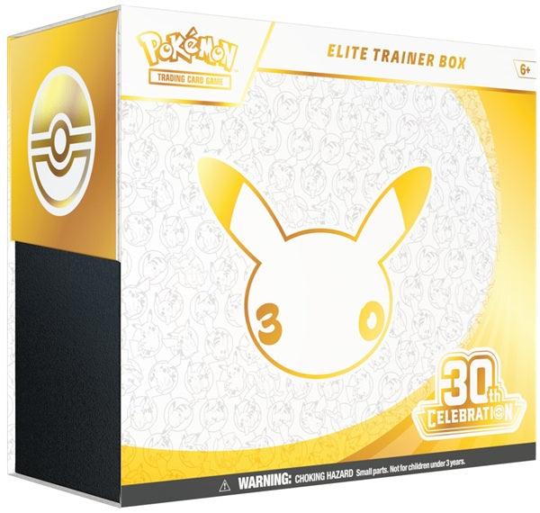 Vooraanzicht van de gesealde Pokémon TCG 30th Celebration Elite Trainer Box verpakking.