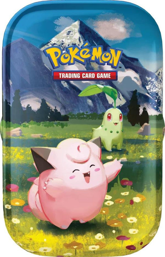 Pokémon TCG Ascended Heroes Mini Tin met Clefairy en Chikorita illustratie inclusief boosterpacks en verzamelkaart