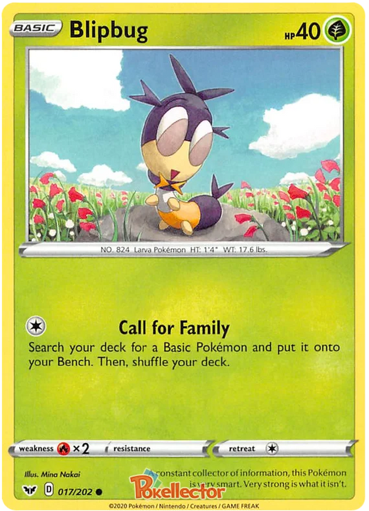 Pokémon TCG Blipbug 017/202 common kaart uit de Sword & Shield Base Set