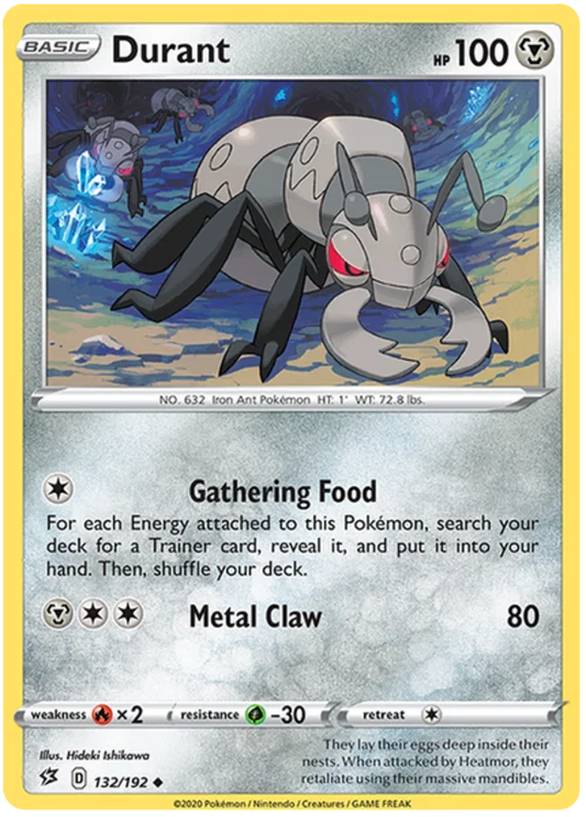 Pokémon Durant #132/192 Rebel Clash Uncommon kaart met Metal Claw aanval