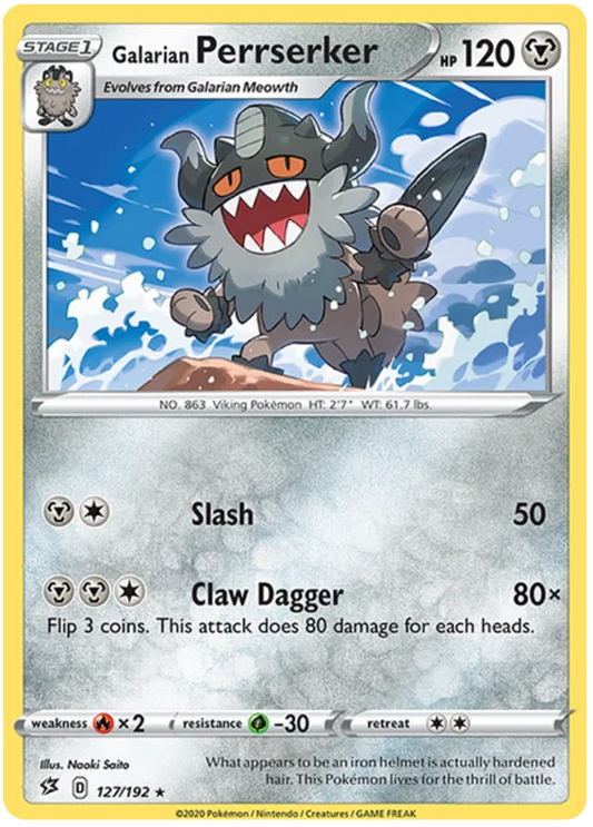 Galarian Perrserker #127/192 Rare kaart uit de Pokémon TCG Rebel Clash set