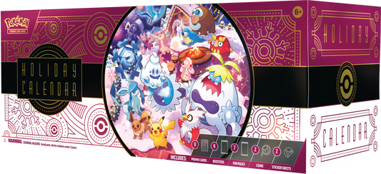 Pokémon TCG Holiday Calendar 2025 gevuld met boosterpacks en exclusieve folie kaarten