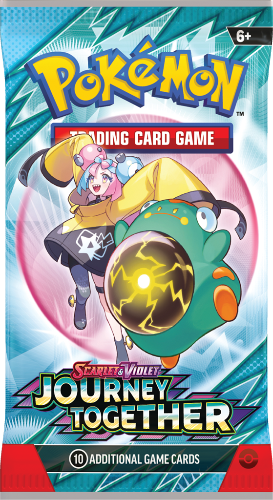 Pokémon Journey Together booster pack uit de Scarlet & Violet serie met 10 kaarten en 1 energy kaart, inclusief krachtige Pokémon ex.