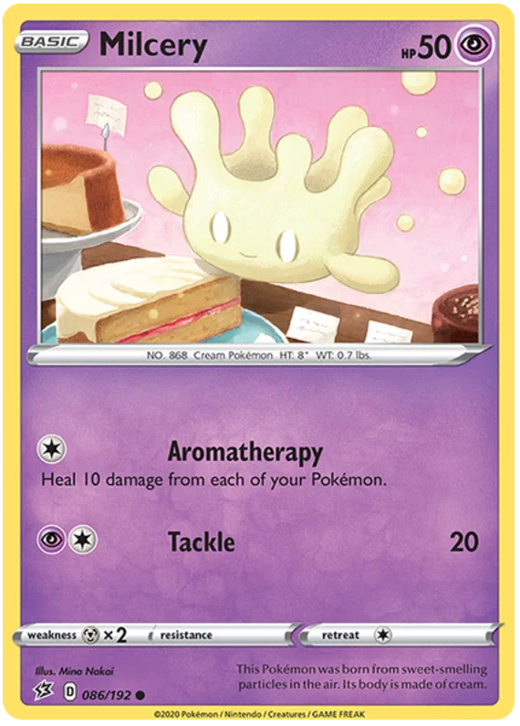 Milcery Pokémon kaart nummer 086 uit de Rebel Clash set, common rariteit