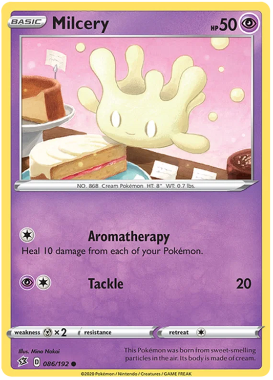 Milcery Pokémon kaart nummer 086 uit de Rebel Clash set, common rariteit