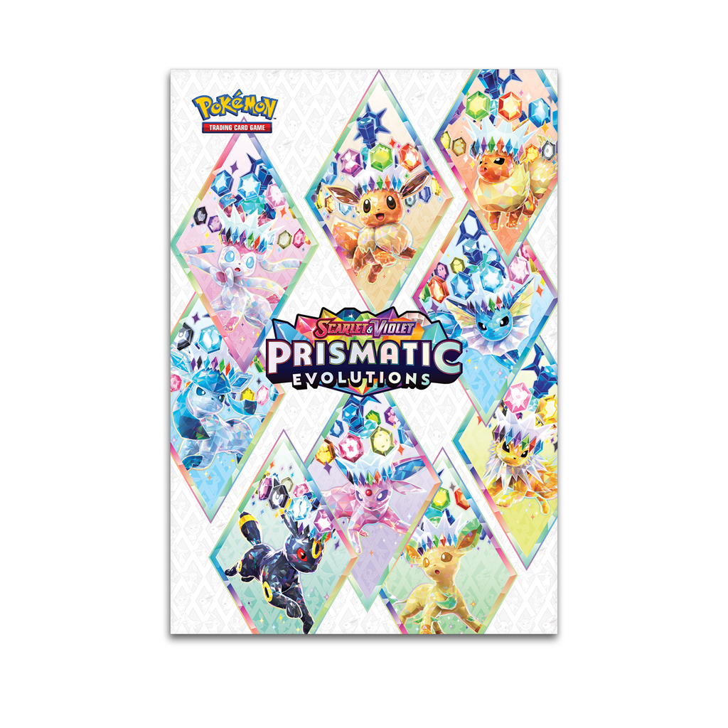 Overzicht van de meegeleverde poster met de afbeelding van Eevee en alle Eevolutions aan de muur.