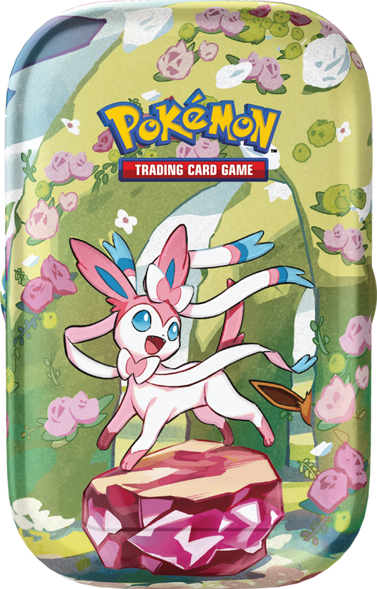 Pokémon TCG Scarlet & Violet Prismatic Evolutions Mini Tin Sylveon met unieke illustratie en verzamelitems