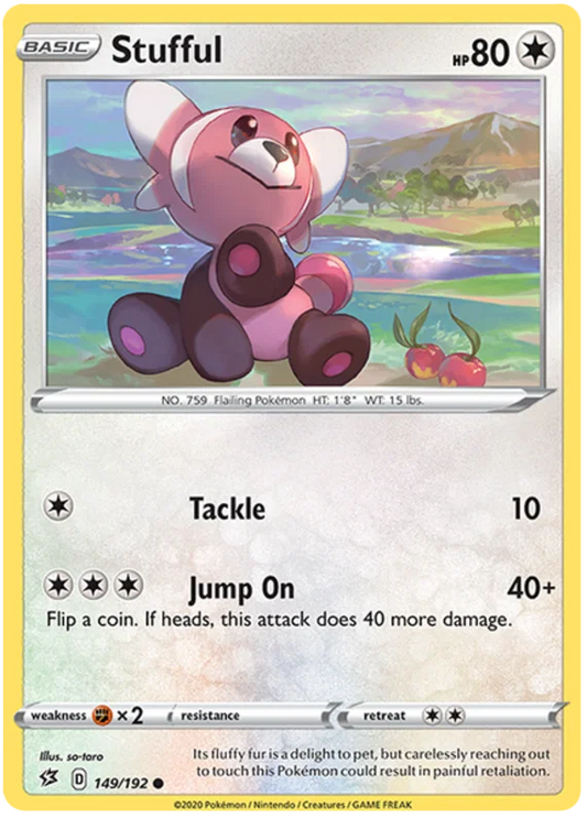 Voorkant van de originele Stufful #149 Common Pokémon kaart uit de Rebel Clash set.