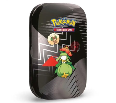 Voorkant van de metalen Pokémon TCG Unova Mini Tin met Lilligant-artwork.
