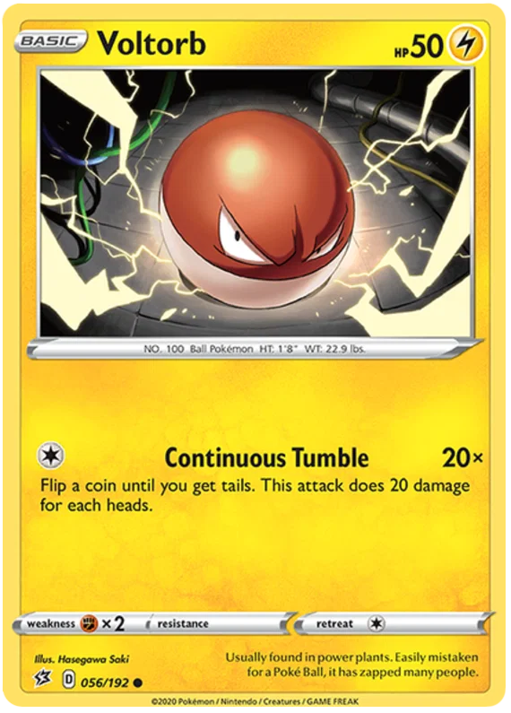 Voorkant van de originele Voltorb #056 Common Pokémon kaart.