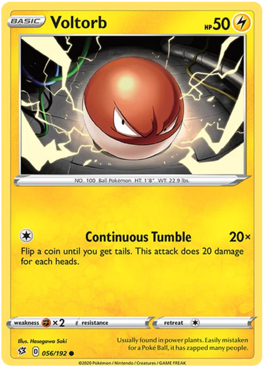 Voorkant van de originele Voltorb #056 Common Pokémon kaart.