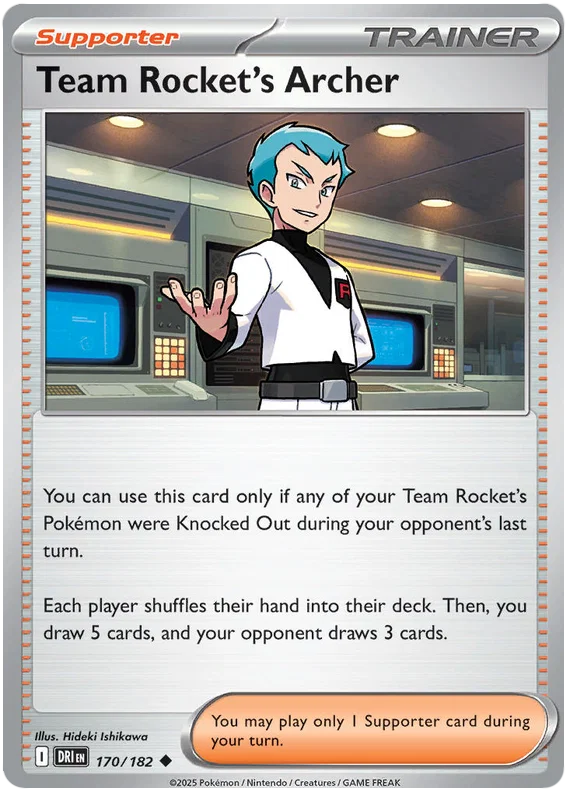 Pokémon kaart Team Rocket's Archer common #170 uit de Destined Rivals set