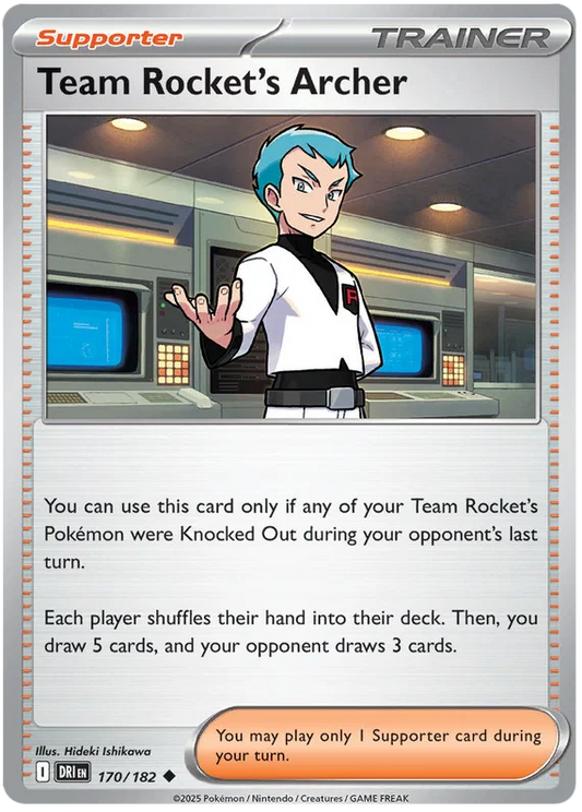 Pokémon kaart Team Rocket's Archer common #170 uit de Destined Rivals set