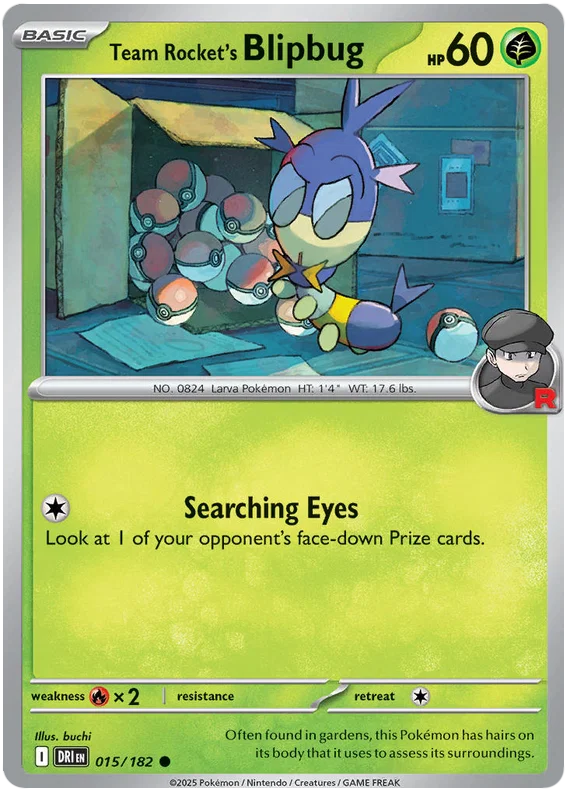 Team Rocket's Blipbug common kaart #015 uit de Pokémon Destined Rivals set