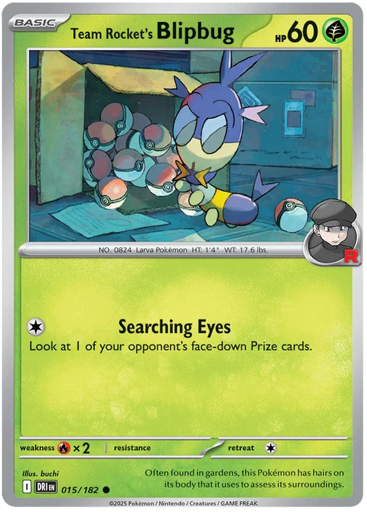 Team Rocket's Blipbug common kaart #015 uit de Pokémon Destined Rivals set