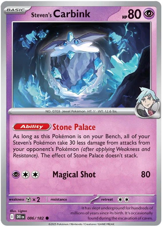 Team Rocket's Carbink common kaart #086 uit de Pokémon Destined Rivals set