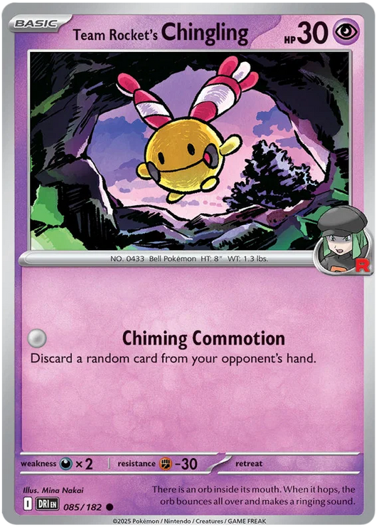 Team Rocket's Chingling common kaart #085 uit de Pokémon Destined Rivals set