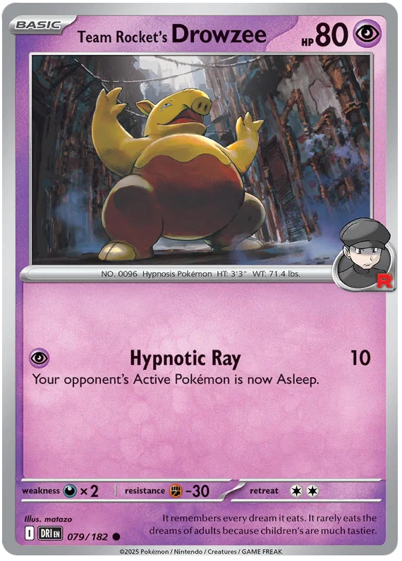 Pokemon kaart Team Rocket's Drowzee common #079 uit de Destined Rivals set