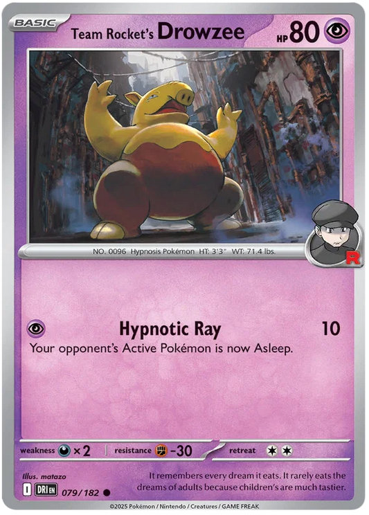Pokemon kaart Team Rocket's Drowzee common #079 uit de Destined Rivals set