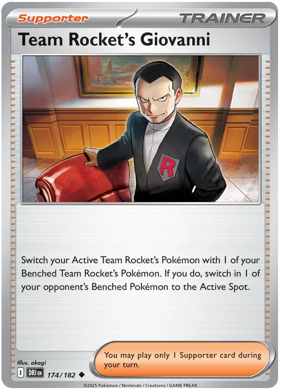 Pokémon Team Rocket's Giovanni #174 common kaart uit Destined Rivals