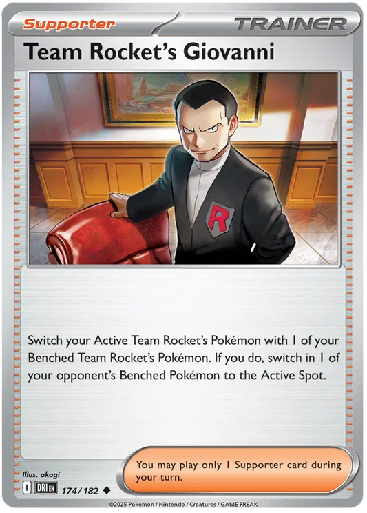 Pokémon Team Rocket's Giovanni #174 common kaart uit Destined Rivals