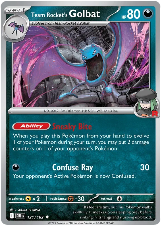 Team Rocket's Golbat #121 common kaart uit de Pokémon Destined Rivals set