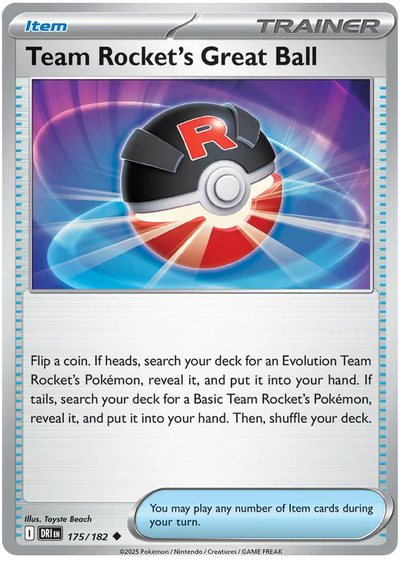 Team Rocket's Great Ball common kaart nummer 175 uit de Pokemon Destined Rivals set