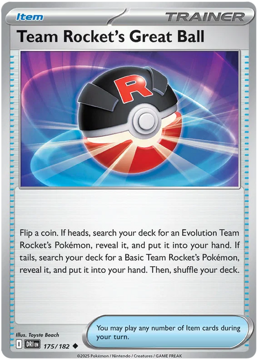 Team Rocket's Great Ball common kaart nummer 175 uit de Pokemon Destined Rivals set