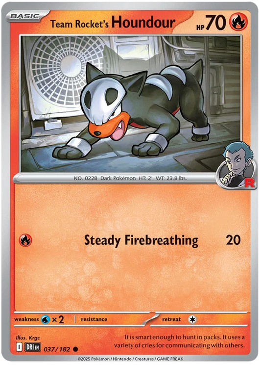 Team Rocket's Houndour common kaart #037 uit de Pokémon set Destined Rivals