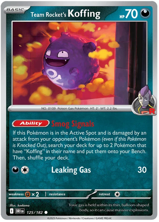 Team Rocket's Koffing #125 common kaart uit Pokémon Destined Rivals set