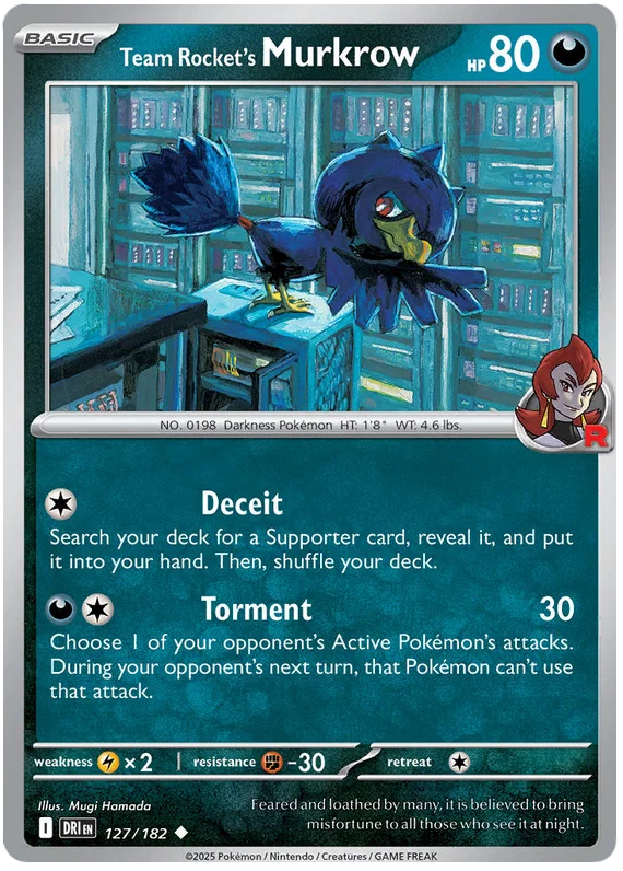 Team Rocket's Murkrow #127 common Pokémon kaart uit de Destined Rivals set