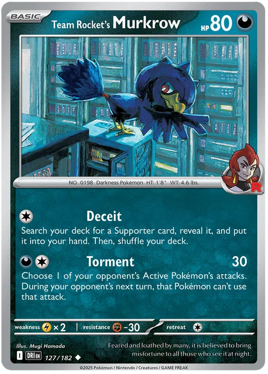 Team Rocket's Murkrow #127 common Pokémon kaart uit de Destined Rivals set
