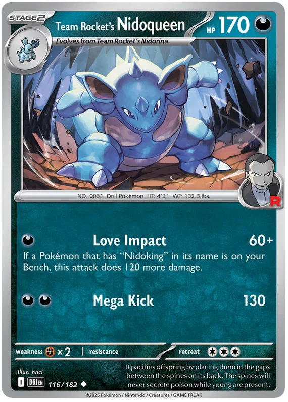 Team Rocket's Nidoqueen common kaart #116 uit de Pokémon Destined Rivals set