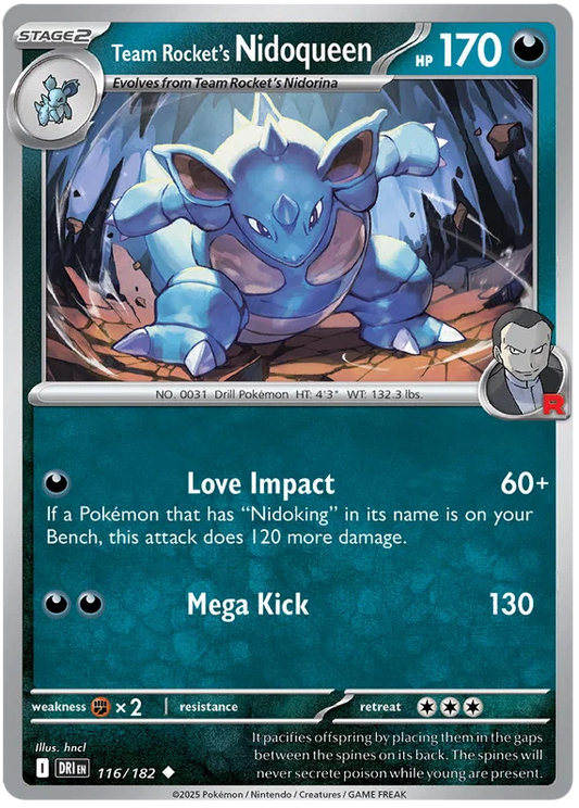 Team Rocket's Nidoqueen common kaart #116 uit de Pokémon Destined Rivals set