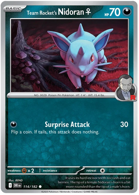 Team Rocket's Nidoran common #114 uit de Pokémon Destined Rivals set