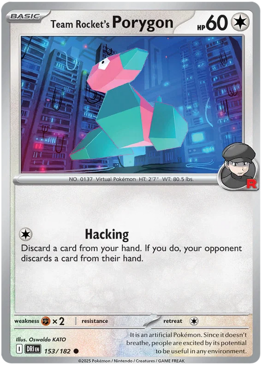 Team Rocket's Porygon common kaart #153 uit de Pokémon Destined Rivals set