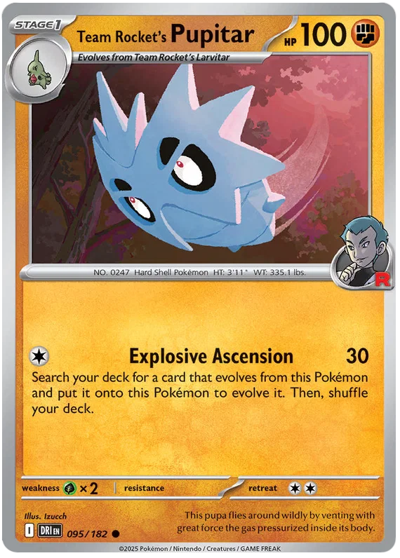 Team Rocket's Pupitar common kaart #095 uit de Pokemon Destined Rivals set