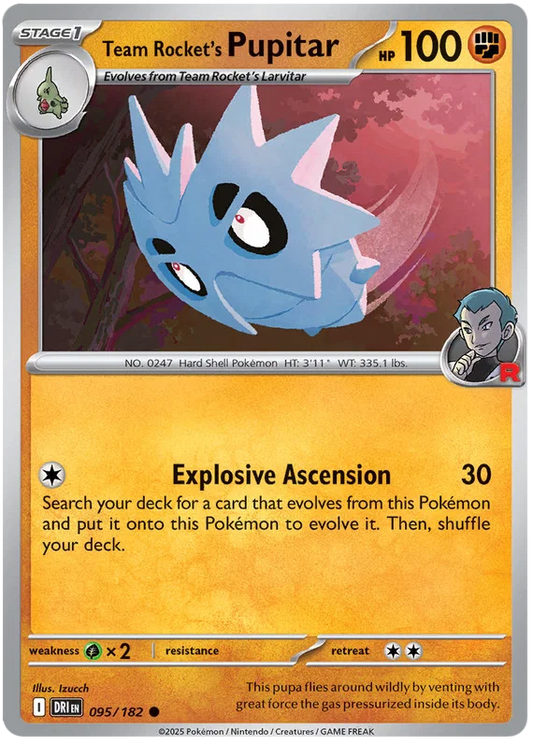 Team Rocket's Pupitar common kaart #095 uit de Pokemon Destined Rivals set