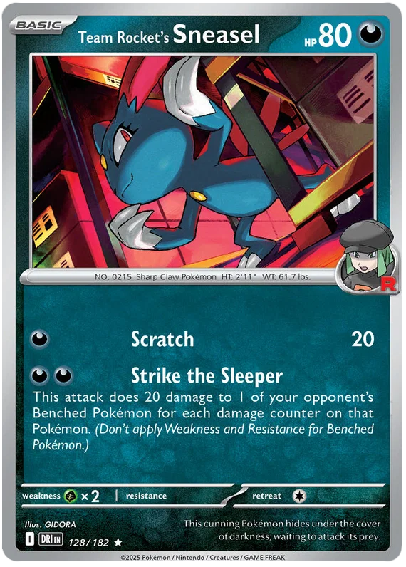 Team Rocket's Sneasel Holo #128 Pokemon kaart uit de Destined Rivals set