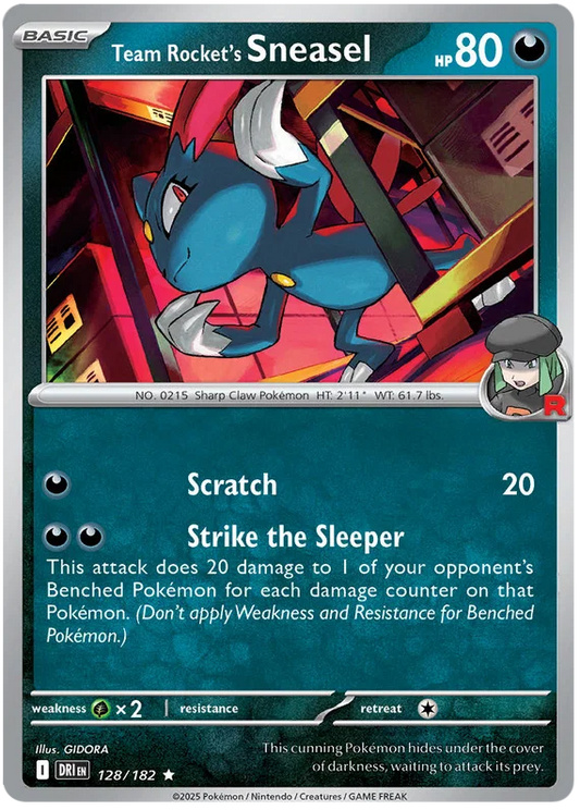 Team Rocket's Sneasel Holo #128 Pokemon kaart uit de Destined Rivals set