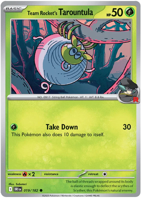 Team Rocket's Tarountula #019 losse Pokémon kaart uit de Destined Rivals set