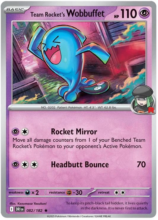 Team Rocket's Wobbuffet Holo kaart #082 uit de Pokémon set Destined Rivals