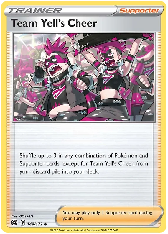 Team Yell's Cheer 149/172 common Supporter kaart uit Pokémon Brilliant Stars