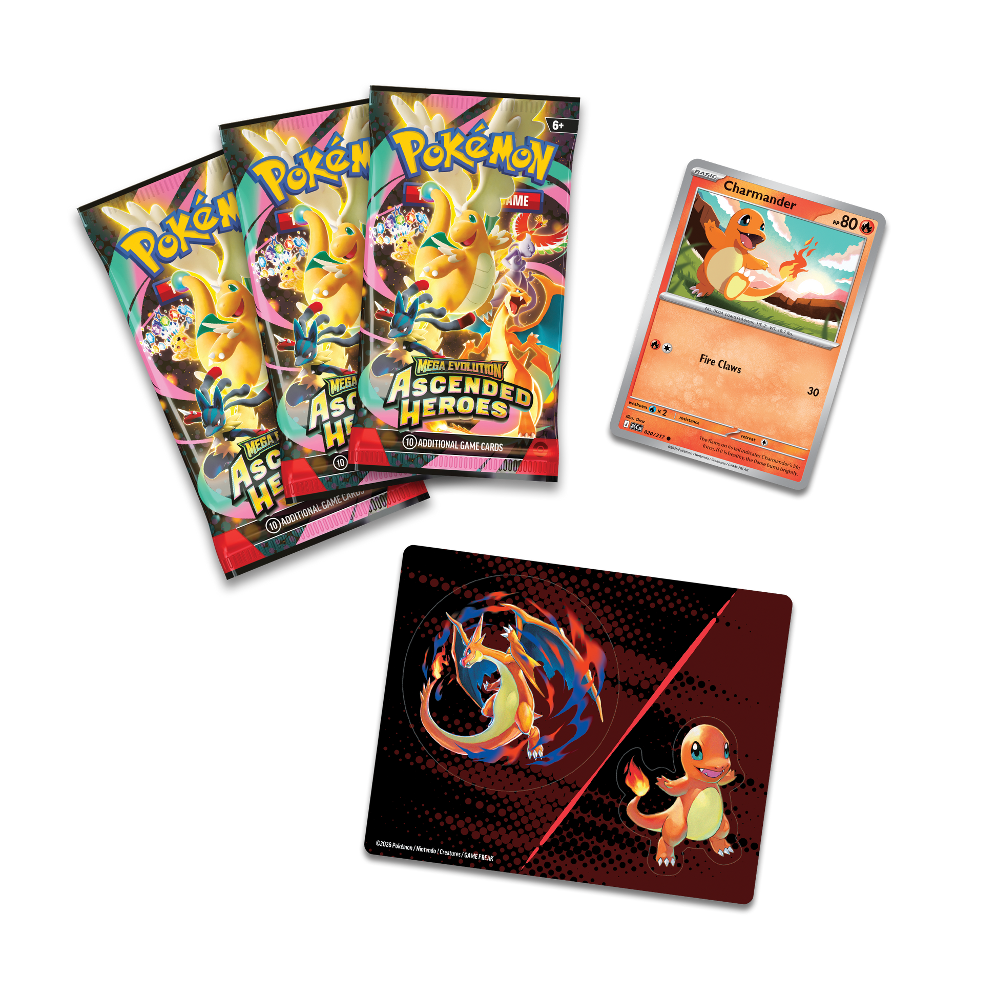 Tech sticker vel met Charmander en Mega Charizard Y artwork