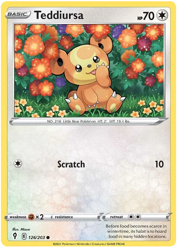 Teddiursa common kaart #126/203 uit de Pokémon Evolving Skies set