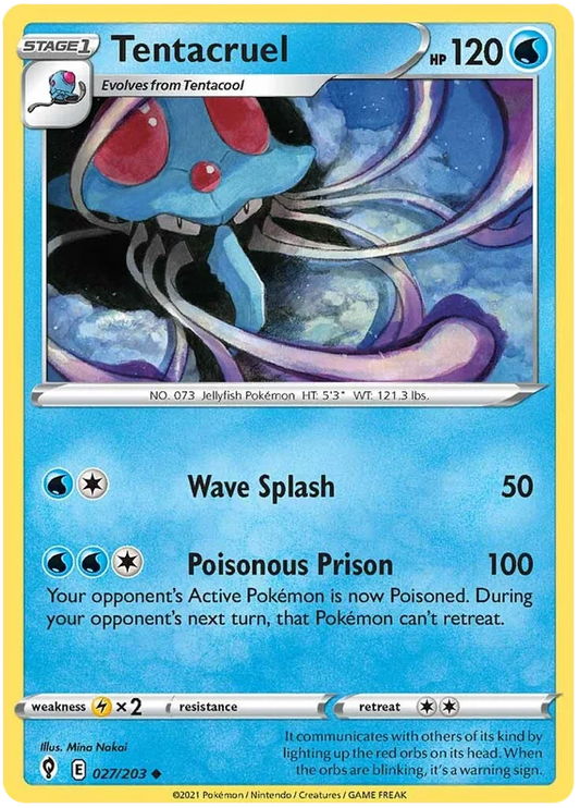 Tentacruel 027/203 common kaart uit de Pokémon Evolving Skies set